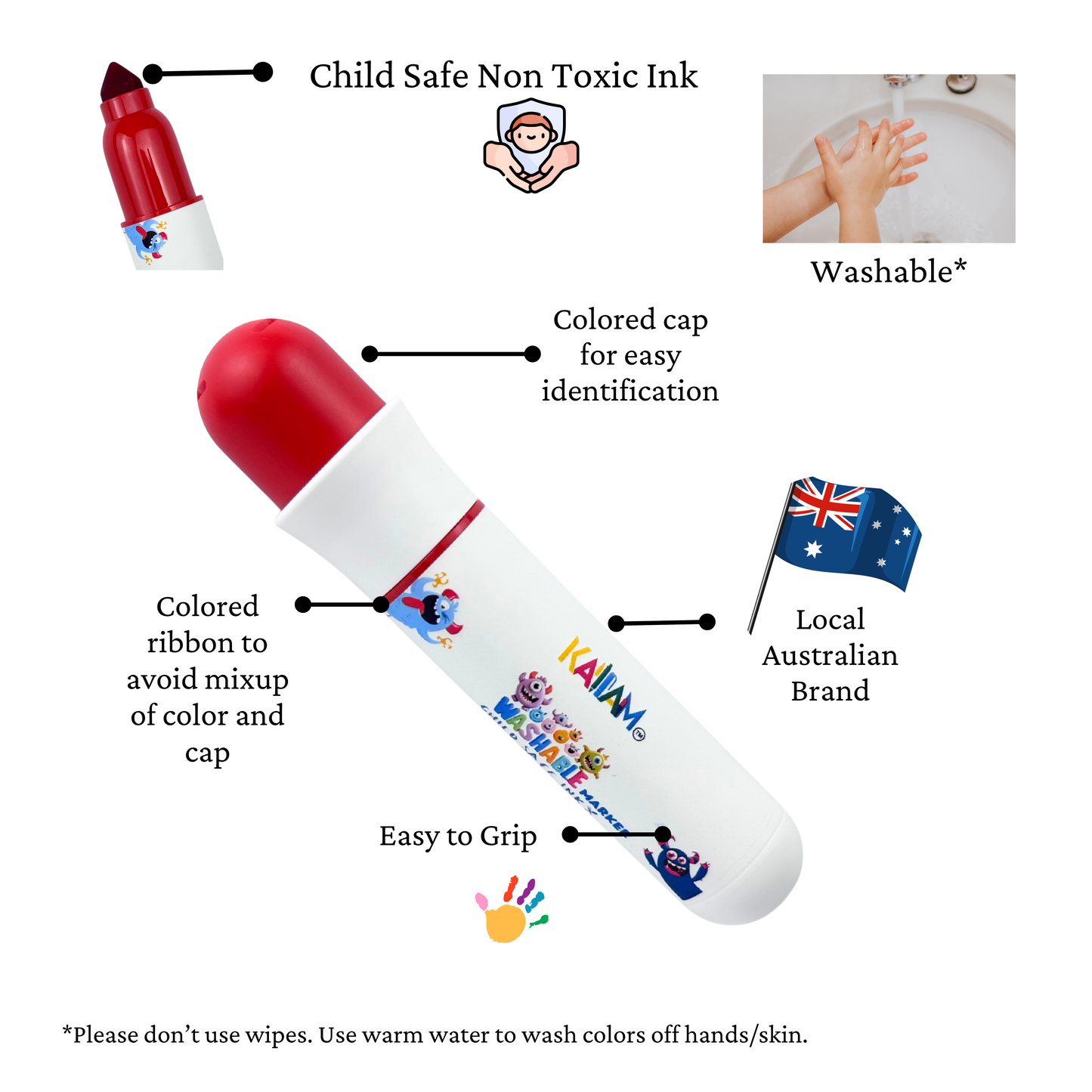 Kallam 24 Color Super Washable Child Safe Markers