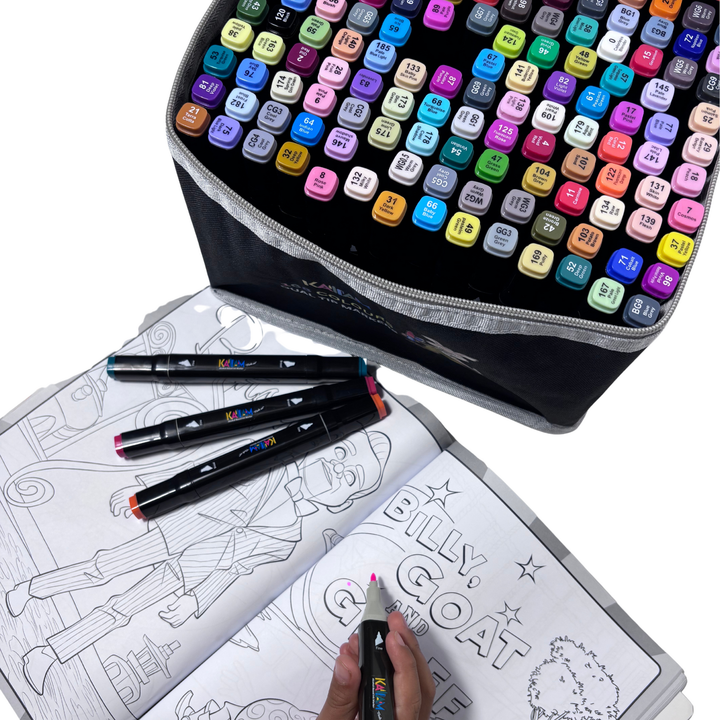 Kallam 168 Colors Dual Tip with Carrying Case