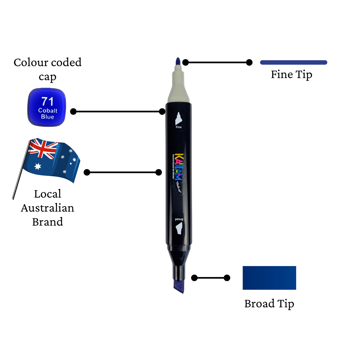 Kallam 168 Colors Dual Tip with Carrying Case